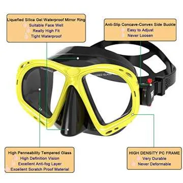 WACOOL Adjustable Snorkeling Set for All Ages - Anti-Fog, Dry Snorkel