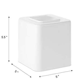 Youngever 2 Pack Tissue Box Covers, Plastic Square Tissue Box Holders, Square Napkin Box Holders (White)
