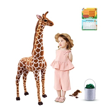 BRINJOY Giant 47 Inch Giraffe Plush Set for Kids