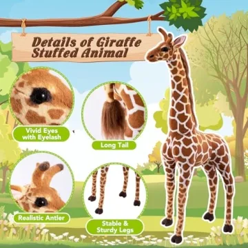 BRINJOY Giant 47 Inch Giraffe Plush Set for Kids