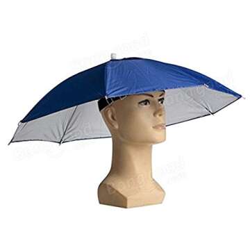 sansheng Umbrella Hat for Adults,26 inch Diameter Folded Loose Belt Fishing Cap Umbrella Cap, Fishing Umbrella Cap Sunhat (Dark Blue)