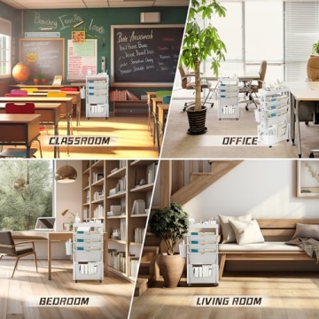 YAYLAIP 5-Tier Rolling Book Cart for Home Organization and School