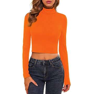 MSBASIC Orange Cute Crop Tops for Trendy Women