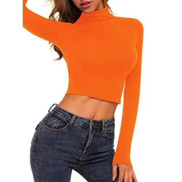 MSBASIC Orange Cute Crop Tops for Trendy Women