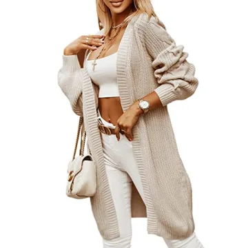 Dokotoo Womens Plus Size Ladies Long Cardigan Sweaters for Women Long Sleeve Open Front Chunky Cable...