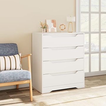 Elegant HOSTACK White Dresser with 4 Drawers