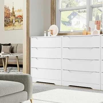 Elegant HOSTACK White Dresser with 4 Drawers