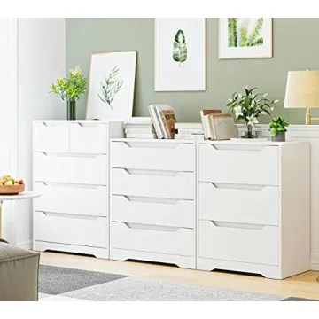 Elegant HOSTACK White Dresser with 4 Drawers