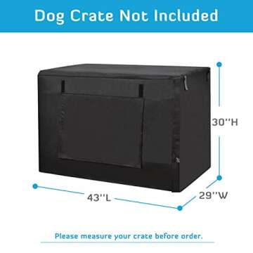 HONEST OUTFITTERS Dog Crate Cover 42 Inch Dog Kennel Cover for Large Dog, Heavy Duty Oxford Fabric,with Double Door, Pockets and Mesh Window (43L x 29W x 30H,Black)