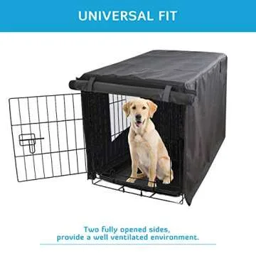 HONEST OUTFITTERS Dog Crate Cover 42 Inch Dog Kennel Cover for Large Dog, Heavy Duty Oxford Fabric,with Double Door, Pockets and Mesh Window (43L x 29W x 30H,Black)
