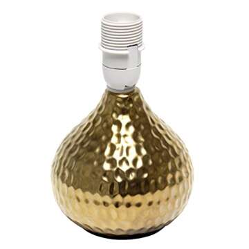 Simple Designs LT2073-GDW Mini Hammered Texture Gold Drip Table Lamp with White Shade
