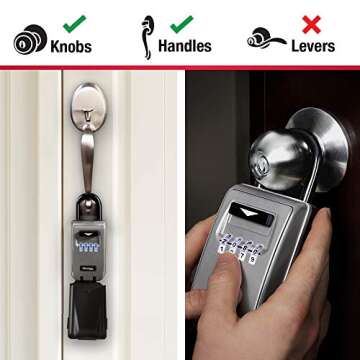 Master Lock Black Portable Key Lock Box with Light Up Dials, Set/Reset Combination for Tenants, Guests, Clients, Ideal for Realtors, Landlords or Property Managers, Holds 6 Keys, 5424EC