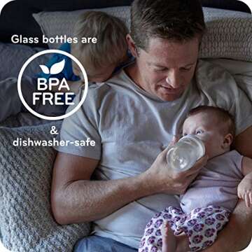 NUK Simply Natural Glass Baby Bottles, 4 oz, 3 Pack