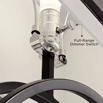 Possini Euro Design Stellar Modern Industrial Table Lamp 28 1/4" Tall Black Metal Sculptural Ring Organza Sheer Outer White Fabric Inner Dum Shade Bedroom Living Room House Home Bedside Nightstand