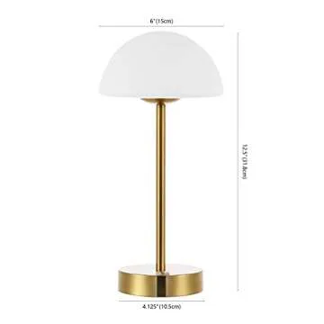 JONATHAN Y JYL7109C Xavier 12.5" Modern Minimalist Iron Rechargeable Integrated LED Table Lamp Contemporary Bedside Desk Nightstand Lamp for Bedroom Living Room Office, Brass Gold/White