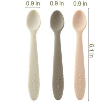 PandaEar 7 Pack Silicone Baby Feeding Spoons, First Stage Training Spoon Infant Utensils Feeding Supplies, BPA Free Gum-Friendly Soft Tip Baby Led Weaning Spoon