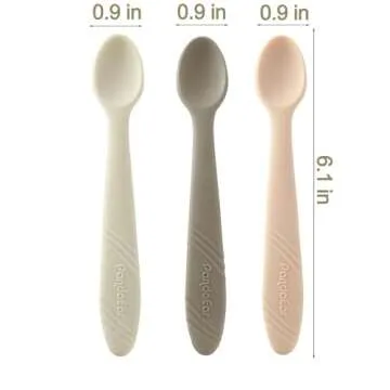 PandaEar 7 Pack Silicone Baby Feeding Spoons, First Stage Training Spoon Infant Utensils Feeding Supplies, BPA Free Gum-Friendly Soft Tip Baby Led Weaning Spoon