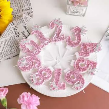 Pink Crown Number Birthday Candle for Celebrations