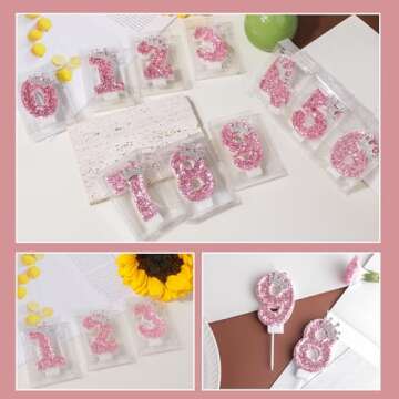 Pink Crown Number Birthday Candle for Celebrations