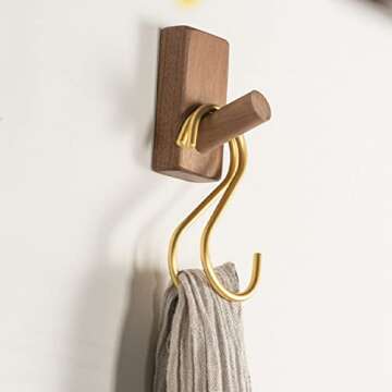 dierjueyers 10 Pieces Gold S Hooks Aluminum Alloy S-Shaped Hooks Heavy Duty Kitchen Bathroom Multi Purpose Storage Hooks for Hanging Pans Pots Cup Plants Towels Clothes (Gold)