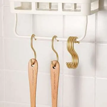 dierjueyers 10 Pieces Gold S Hooks Aluminum Alloy S-Shaped Hooks Heavy Duty Kitchen Bathroom Multi Purpose Storage Hooks for Hanging Pans Pots Cup Plants Towels Clothes (Gold)