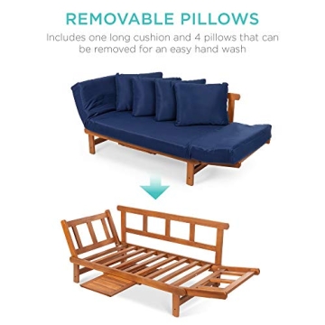 Convertible Outdoor Acacia Wood Futon Sofa for Patios