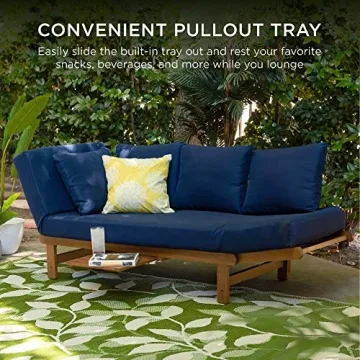 Convertible Outdoor Acacia Wood Futon Sofa for Patios
