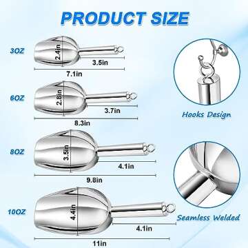 Haizsijin Metal Ice Scoop - 3 Oz Stainless Steel Multipurpose Scooper for Ice Maker, Bucket, Kitchen...