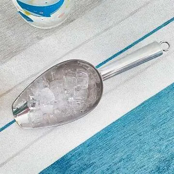 Haizsijin Metal Ice Scoop - 3 Oz Stainless Steel Multipurpose Scooper for Ice Maker, Bucket, Kitchen, Bar Parties & Weddings, Ideal for Popcorn, Flour & Dog Food (3oz-silver)
