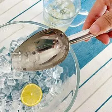 Haizsijin Metal Ice Scoop - 3 Oz Stainless Steel Multipurpose Scooper for Ice Maker, Bucket, Kitchen, Bar Parties & Weddings, Ideal for Popcorn, Flour & Dog Food (3oz-silver)