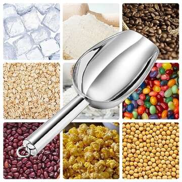 Haizsijin Metal Ice Scoop - 3 Oz Stainless Steel Multipurpose Scooper for Ice Maker, Bucket, Kitchen, Bar Parties & Weddings, Ideal for Popcorn, Flour & Dog Food (3oz-silver)