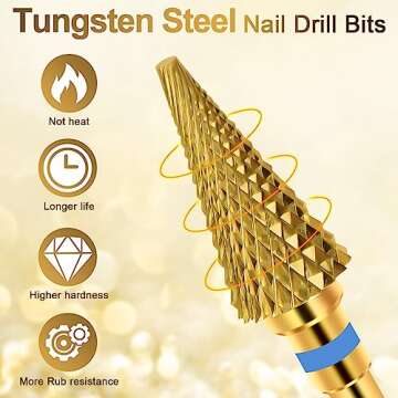 Diesisa 2 Pack Nail Drill Bits for Acrylic Nails, 3/32" Shank Drill Bits for Nails Professional Elec...