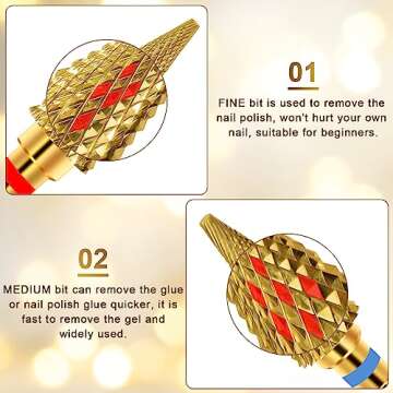 Diesisa Nail Drill Bits for Acrylic Nails - Gold Set