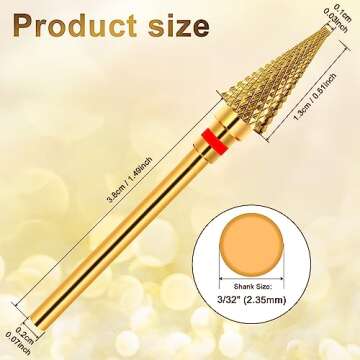 Diesisa Nail Drill Bits for Acrylic Nails - Gold Set