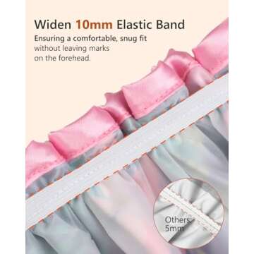 mikimini Large Shower Cap for Women Long Hair, Rainforest Bath Shower Caps with Pink Lace, Reusable Waterproof Shower Hat for Girls