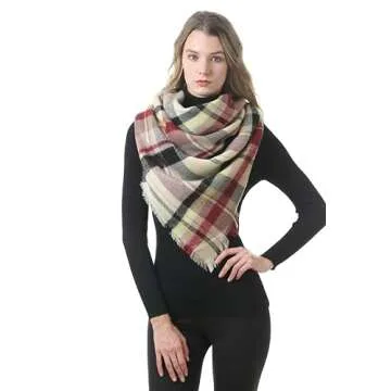 Women's Scarves Wraps Warm Blanket Scarf Shawl Winter Plaid Scarfs for Women