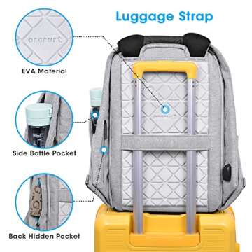 oscaurt Anti Theft Backpack 15.6 Inch Laptop Travel Backpack with Hidden Zipper and USB Charging Port Waterproof Business Computer Bag for Men & Women