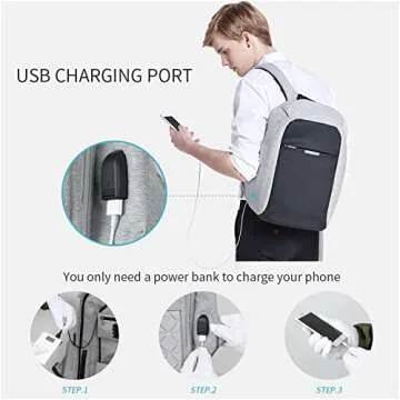 oscaurt Anti Theft Backpack 15.6 Inch Laptop Travel Backpack with Hidden Zipper and USB Charging Port Waterproof Business Computer Bag for Men & Women