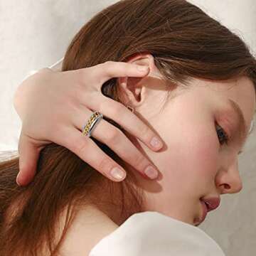 Oubaka 18pcs Stainless Steel Grooved Finger Ring for Jewelry Making,7/8/9/10/11/12 Ring Core Blanks 8mm Wide Round Grooved Inlay Ring for Men Women DIY Crafts(Silver)