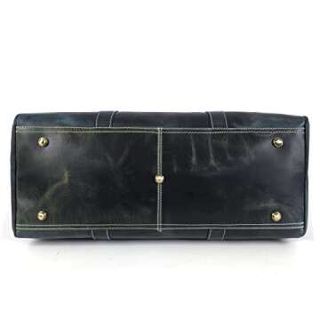 Leather Travel Duffel Bag | Gym Sports Bag Airplane Luggage Carry-On Bag | Gift for Father's Day By Aaron Leather Goods (Blue) 20 x 11 x 9 Inch