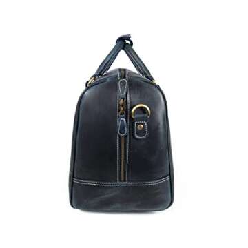 Leather Travel Duffel Bag | Gym Sports Bag Airplane Luggage Carry-On Bag | Gift for Father's Day By Aaron Leather Goods (Blue) 20 x 11 x 9 Inch