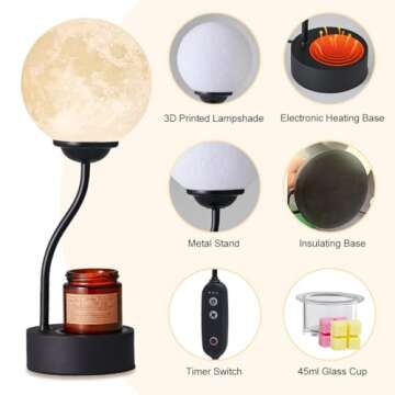 Candle Warmer Lamp with 7 Colors Moon Light for Home