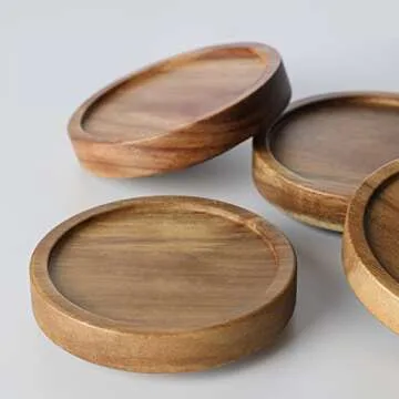 Homtop Glass Storage Containers Set of 4, 15 FL OZ High Borosilicate Glass Jars Kitchen Food Canisters with Acacia Wood Lids for Coffee Beans/Sugar/Tea/Nuts