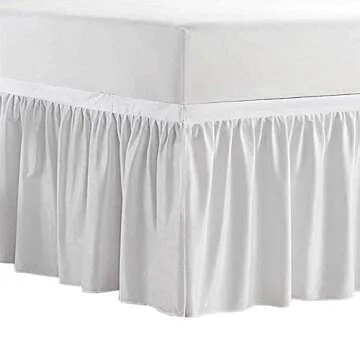 Cottingon,Dorm Room Bed Skirt,100% Microfiber,White Solid -Twin XL/36'' Drop