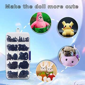 200Pcs Plastic Safety Eyes, 5 Size Craft Eyes Black Stuffed Crochet Eyes with Washers for Crochet Craft, Puppet, Plush Animal Making and Teddy Bear