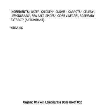 Pacific Foods Organic Bone Broth, Chicken with Lemongrass, 8-Ounce Cartons, 12-Pack Keto Friendly