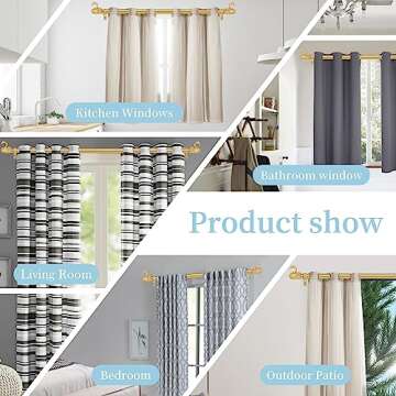 TANGWIN 2 Pack Gold Curtain Rods 28 to 48 Inch,1 Inch Heavy Duty Curtain Rods with Brackets,Adjustable Curtain Rod Set,Decorative Swan Finials Drapery Rods,Single Window Curtain Rods 18-45",Brass Gold