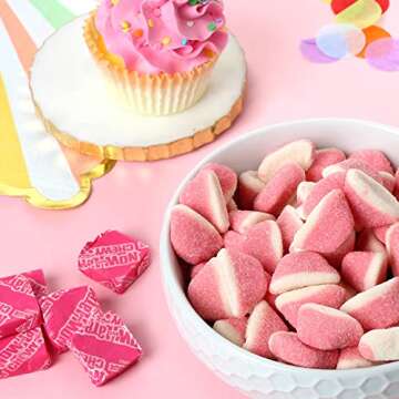 Strawberry Puffs Candy - 5 Lb - Pink and White Easter Candy - Pink Bulk Candy For Candy Buffet - Mini Pink Gummies - Pink Gender Reveal Candies