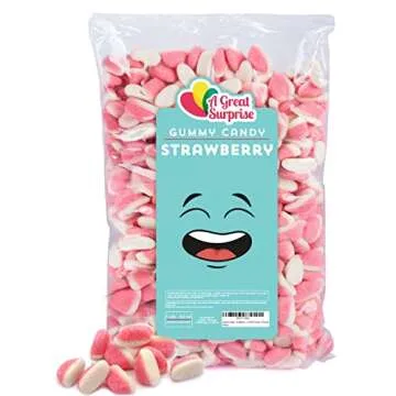 Strawberry Puffs Candy - 5 Lb - Pink and White Easter Candy - Pink Bulk Candy For Candy Buffet - Mini Pink Gummies - Pink Gender Reveal Candies