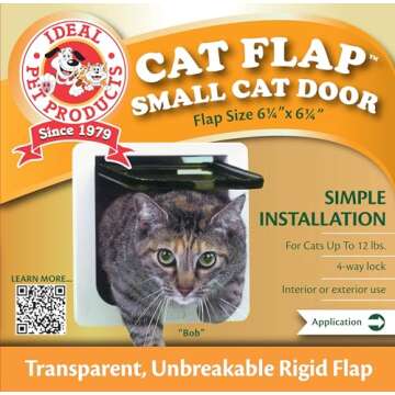 Ideal Pet Products Cat Flap Door with 4 Way Lock, 6.25" x 6.25" Flap Size